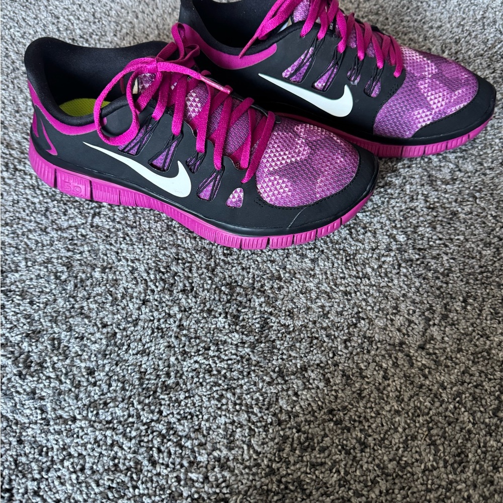 Nike Women's Pink and Black Running Shoes